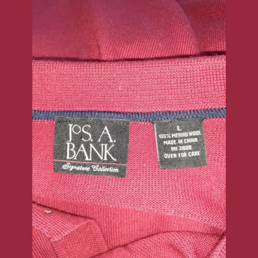 Jos. A. Banks Red Merino Wool Sweater Size Large - Picture 6 of 7